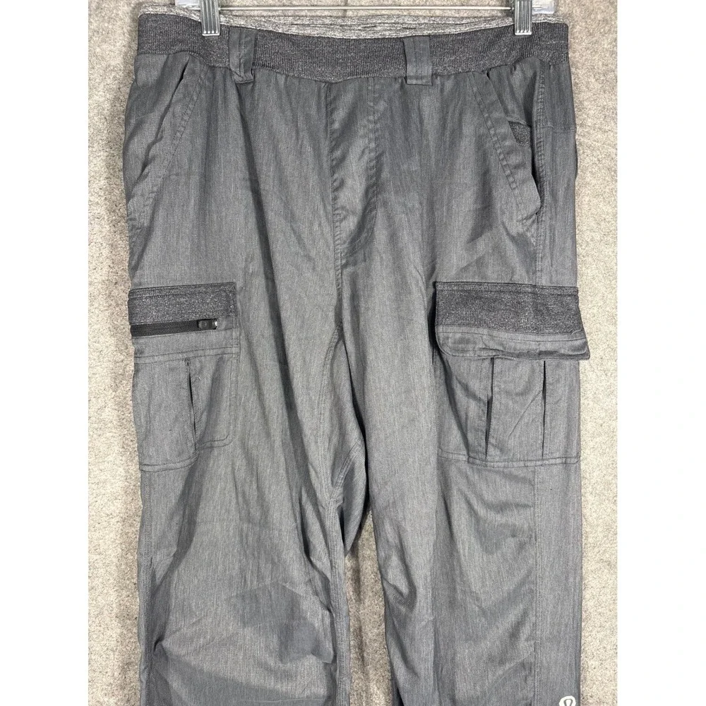 Lululemon Athletica Mens Cargo Pants Gray Herringbone Utility Trousers Size L